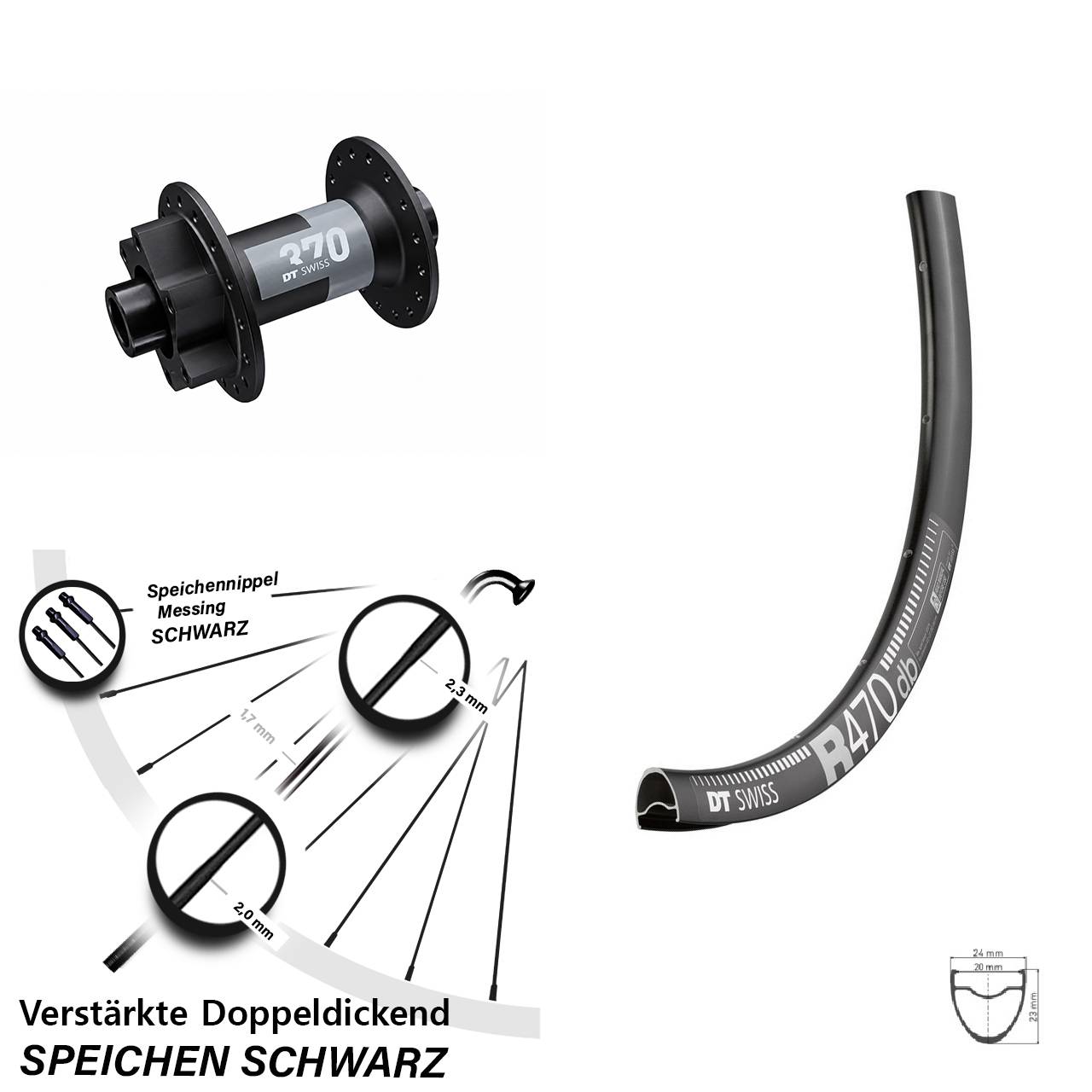 6-Loch Vorderrad 28 Zoll DT Swiss R470-370 12x100
