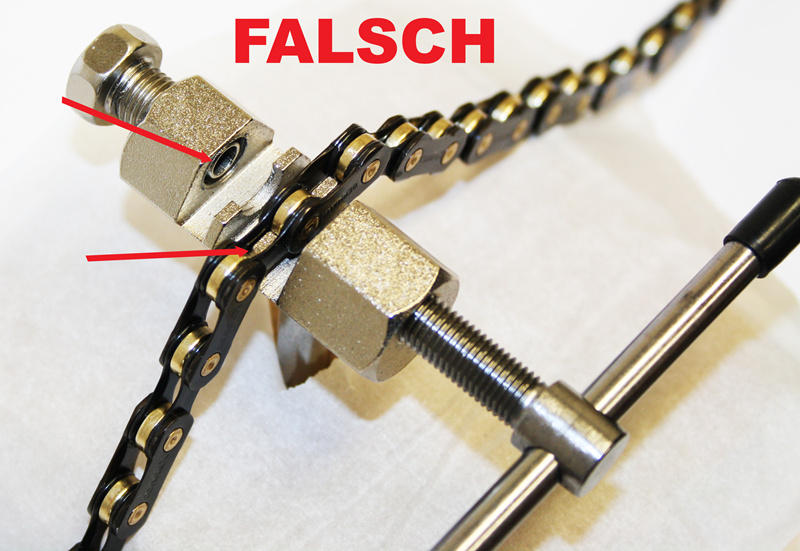 Falsche Verwendung Kettennietdr&uuml;cker