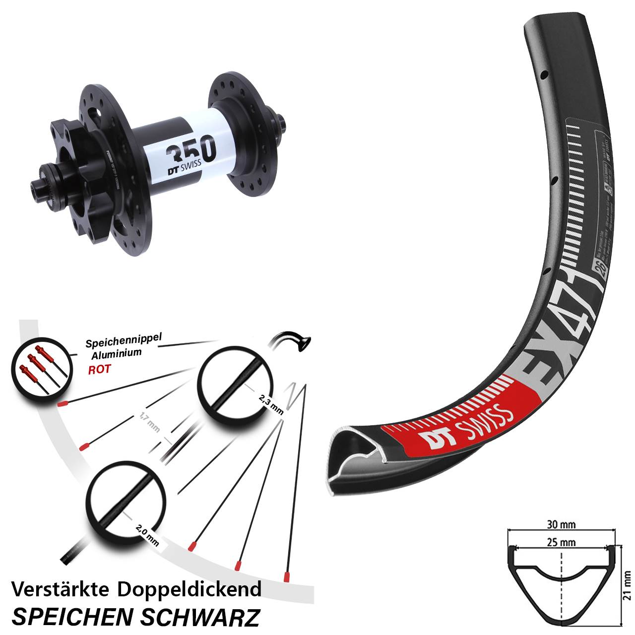 DT Swiss EX 471-350 26 Zoll Vorderrad 6-Loch QR