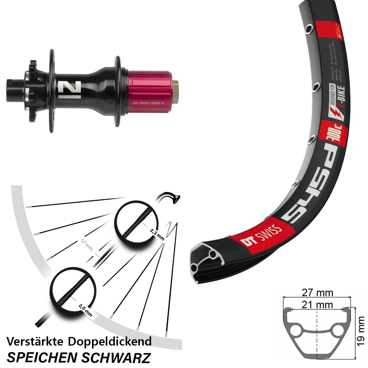 Hinterrad 6-Loch 26 Zoll DT Swiss 545d Novatec D792 8-12 fach HG 12x142