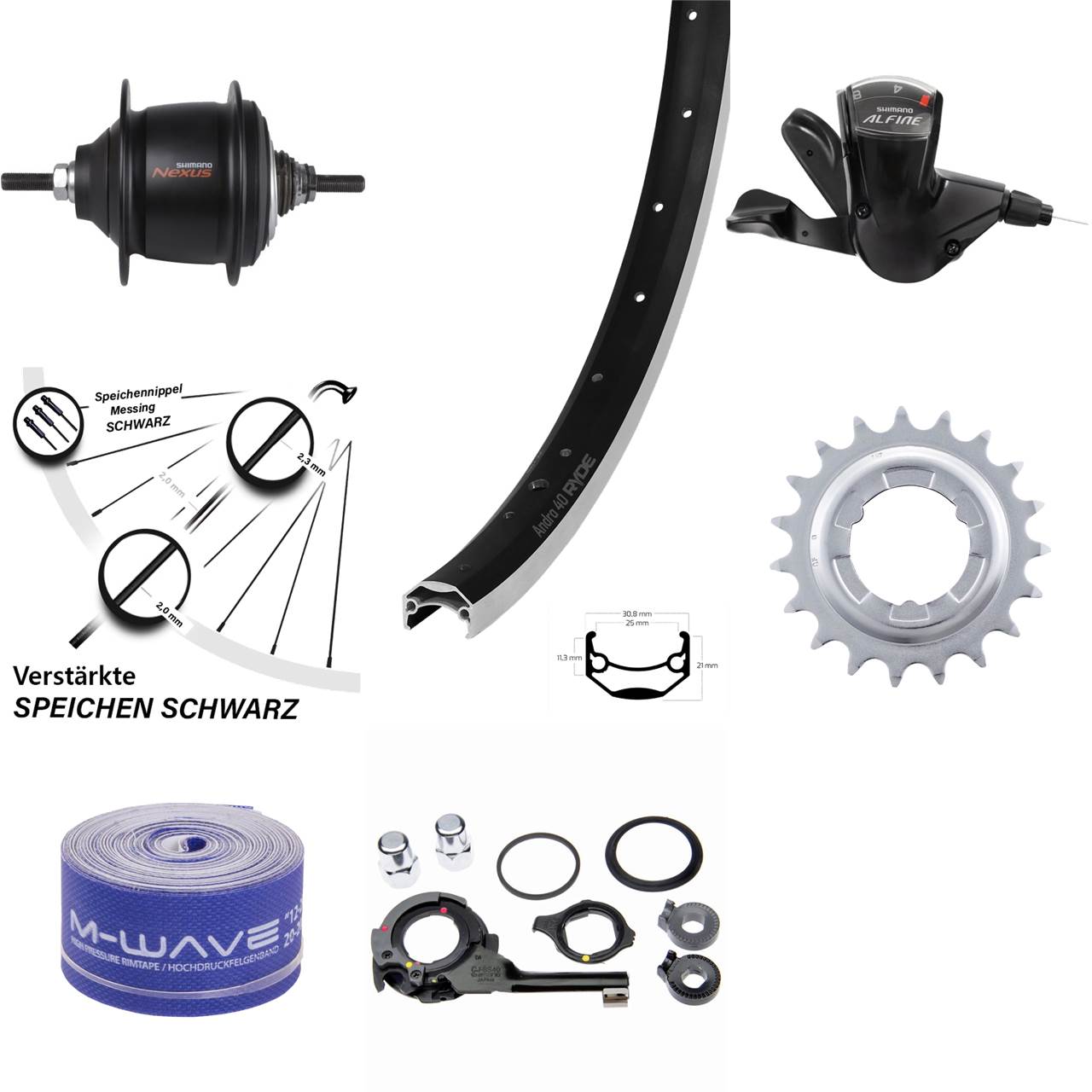 Hinterrad 24 Zoll Ryde Andra 40 Shimano Nexus 8 Gang Premium