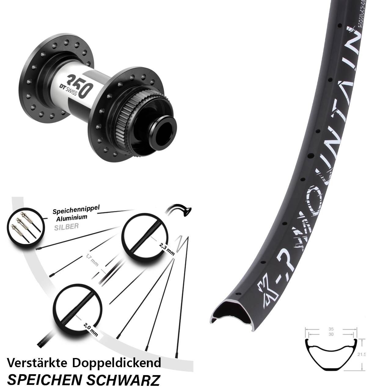 KX-R Mountain DT Swiss 350 Road 27,5 Zoll Vorderrad Centerlock 12x100