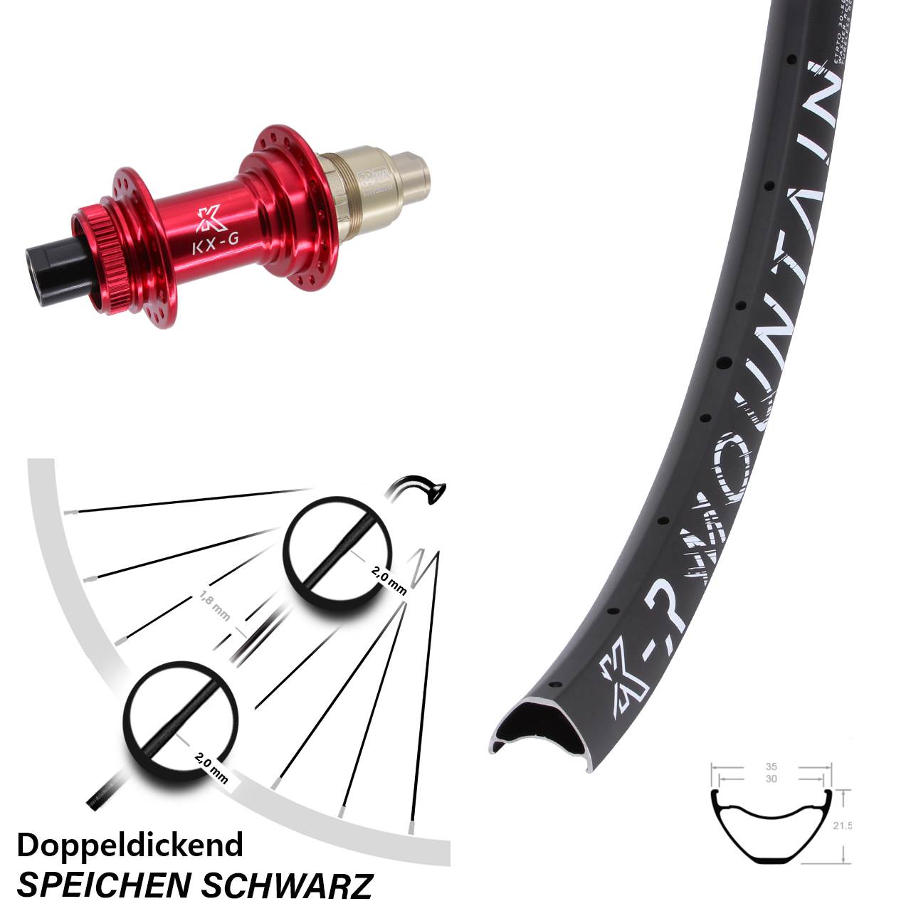 KX-GR Mountain rot 29 Zoll Disc Laufrad 12x142 SRAM XDR