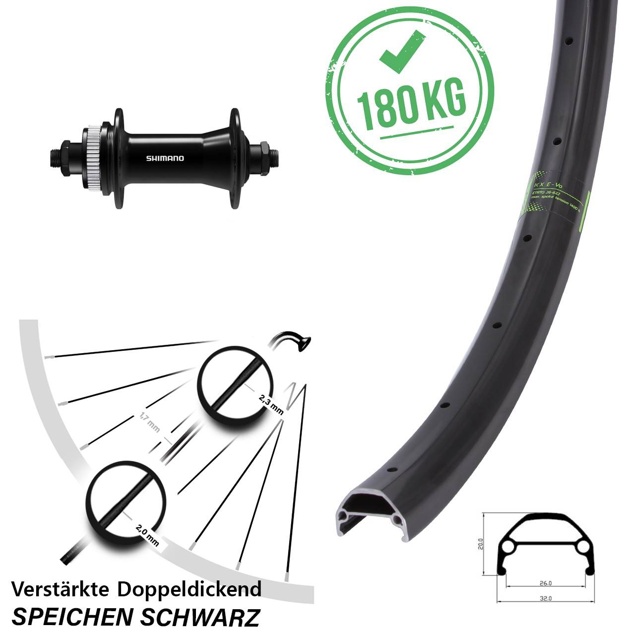 KX Evo Vorderrad 28-29 Zoll Shimano HB-QC400