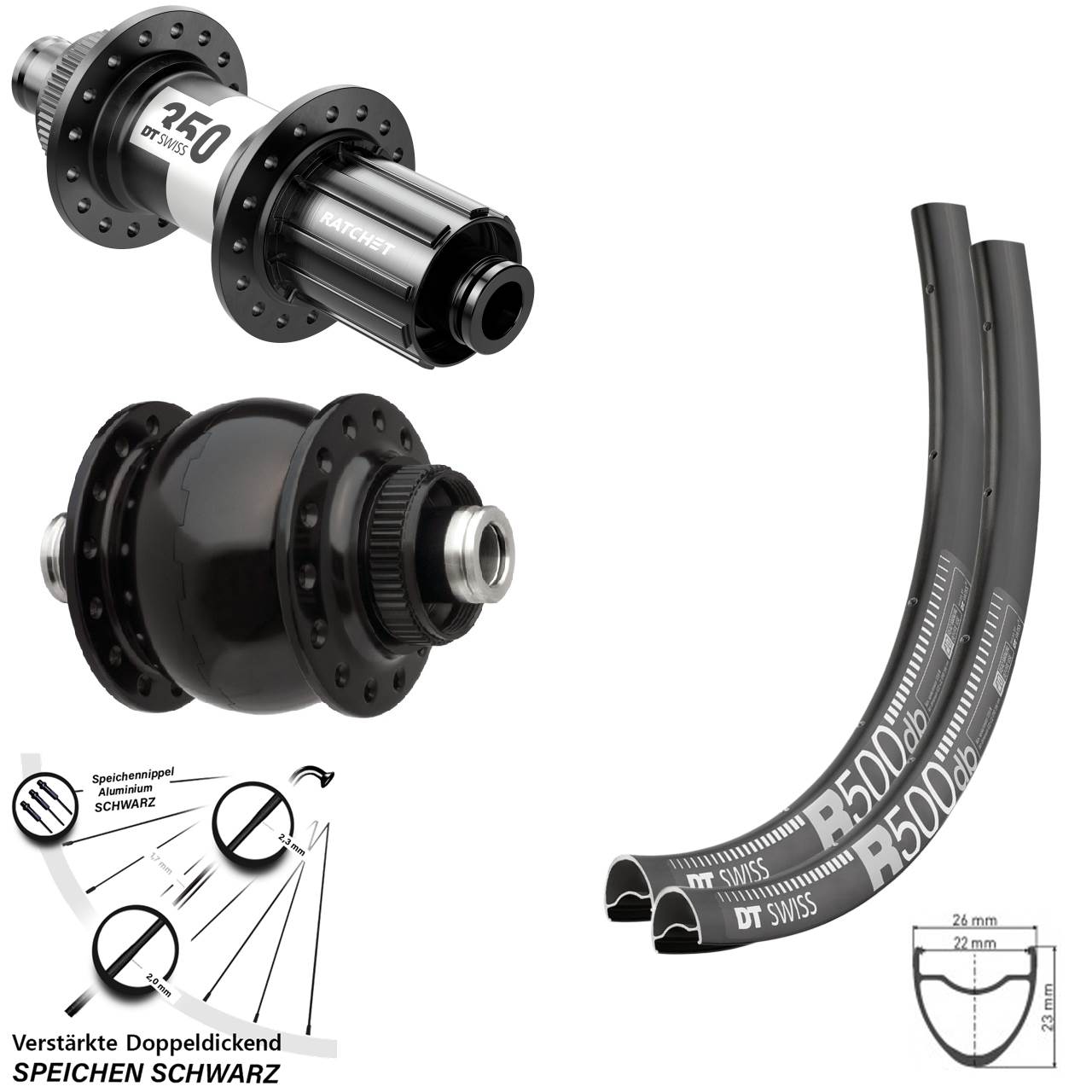 Disc Laufrad-Satz DT Swiss R 500-350 SON 28 Zoll 11-12 fach 12x100/142