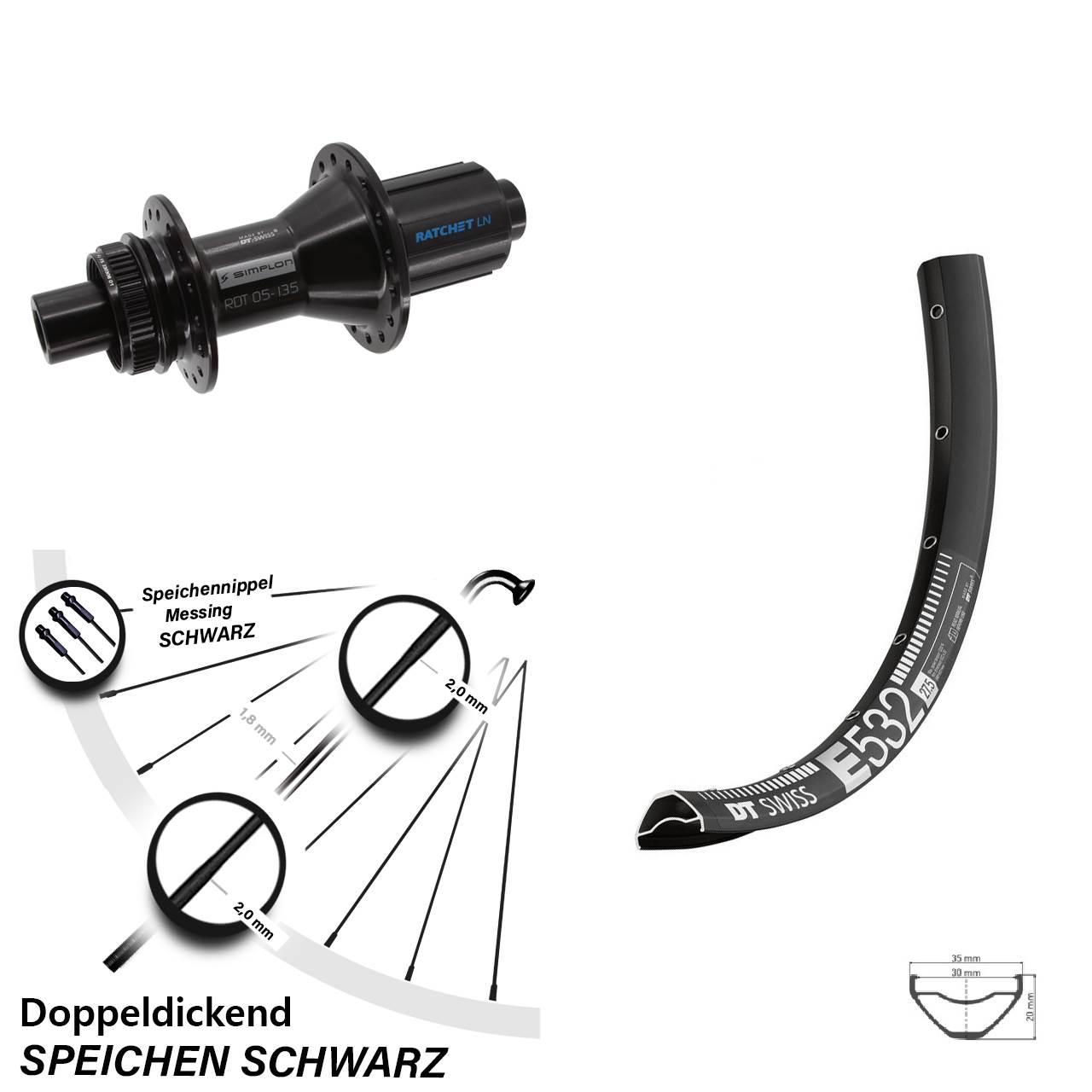 Centerlock Hinterrad 27,5 Zoll DT Swiss E532-370 Hybrid 8-11 fach 12x142