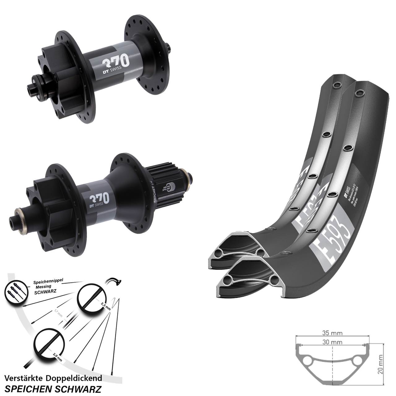 Disc Laufradsatz 29 Zoll DT Swiss E 593 370 Micro Spline QR