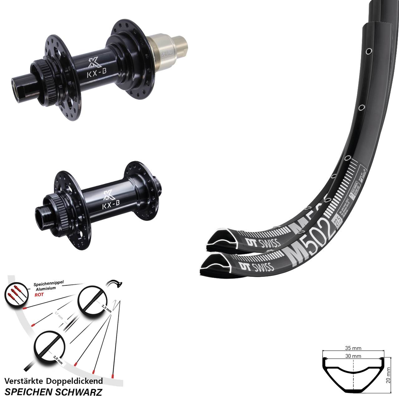 29 Zoll DT Swiss M502 KX-B Laufradsatz 15x110 12x148 XD 11-12 fach