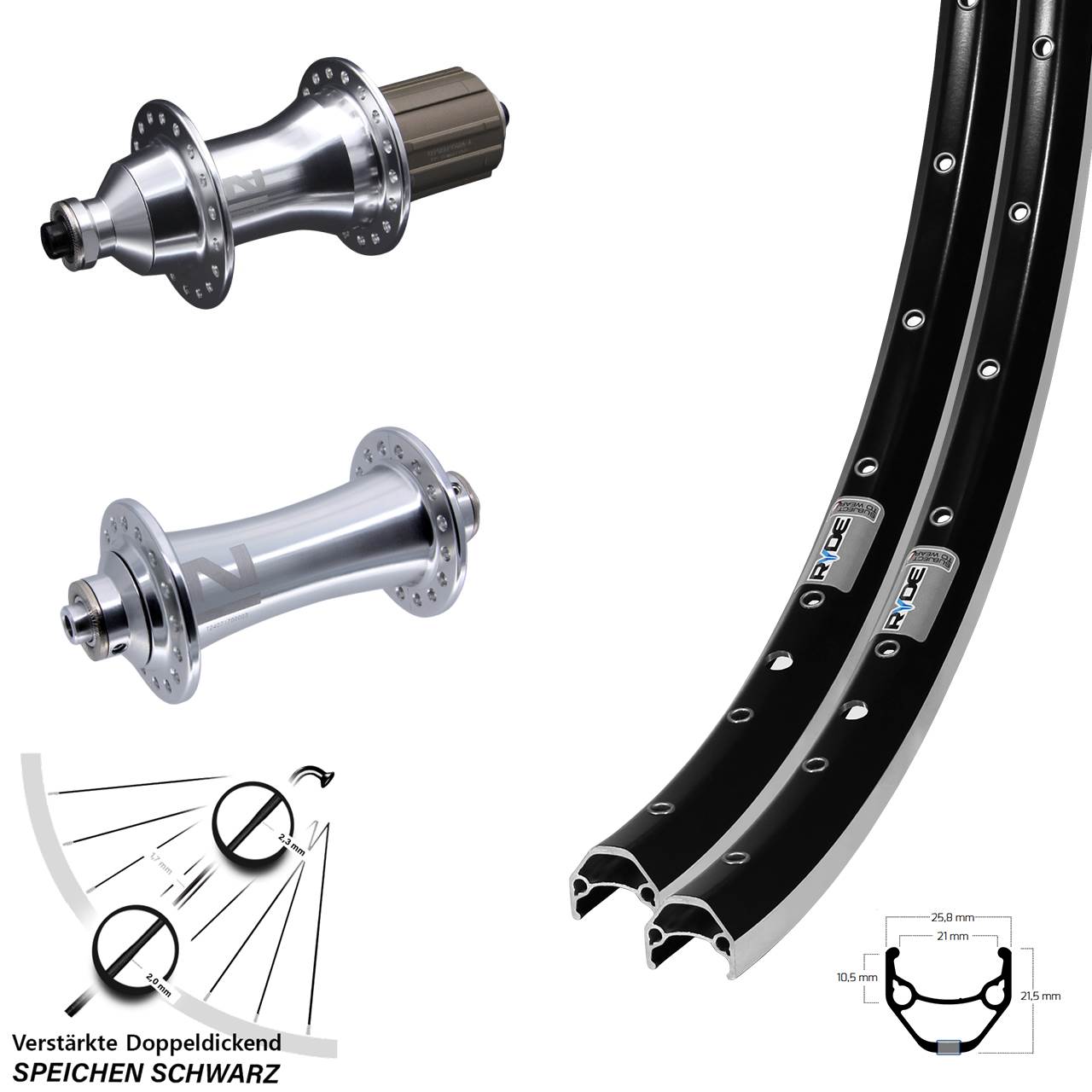 Ryde ZAC 421 Novatec A-141SB F162SB 27,5 Zoll Laufrad-Satz QR 8-12 fach