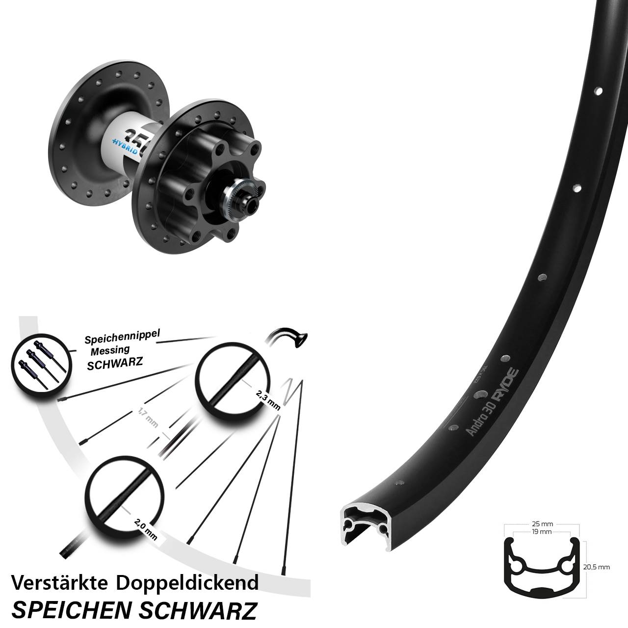 6-Loch Vorderrad für Schnellspanner 28 Zoll Ryde Andra 30 Disc DT Swiss Hybrid 350