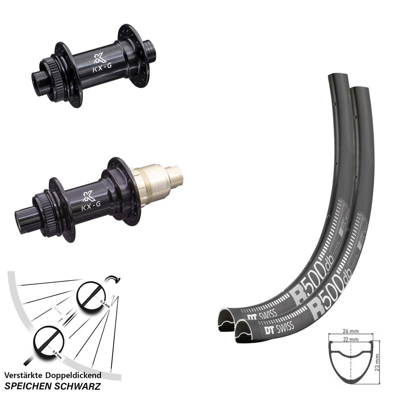 Centerlock Laufradsatz 28 Zoll DT Swiss R500 KX-G SRAM XDR 15x100 12x142
