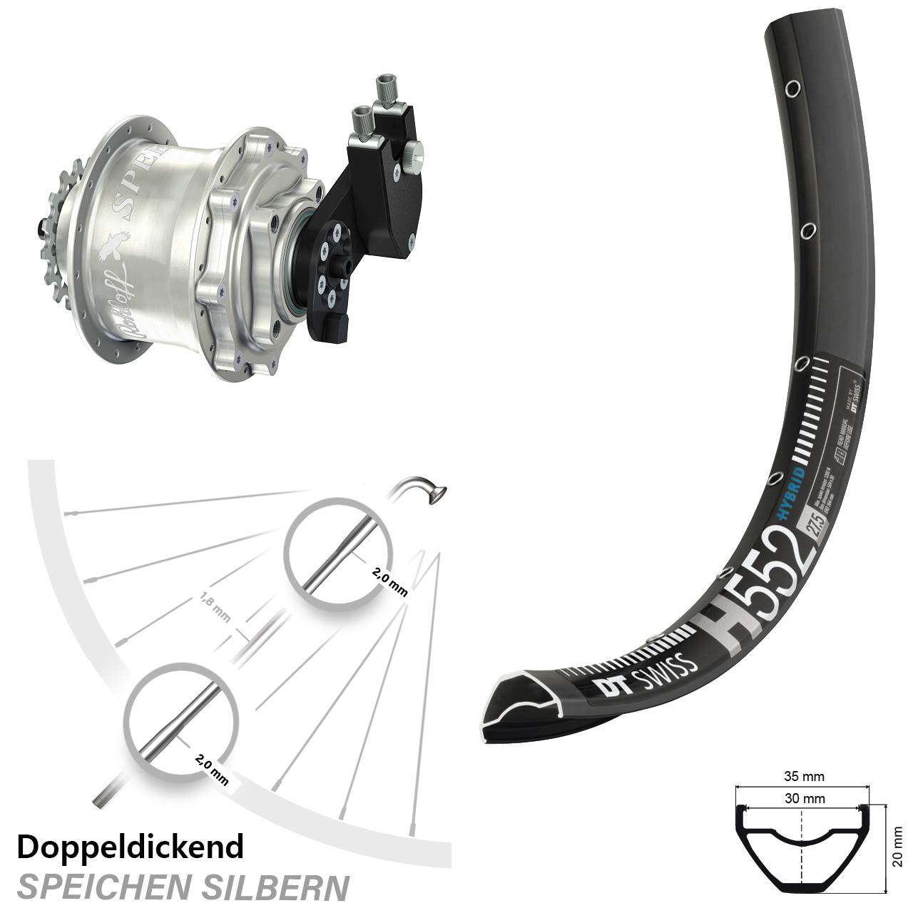 27,5 Zoll DT Swiss H 552 Rohloff Speedhub 500/14 CC DB OEM