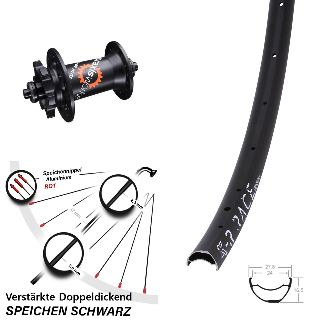 Vorderrad 6-Loch KX-R Race DT Swiss 350 für Schnellspanner