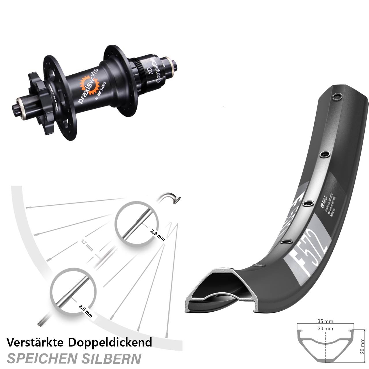 6-Loch Hinterrad 29 Zoll DT Swiss F 572 DT Swiss 350 XD 11-12 fach QR