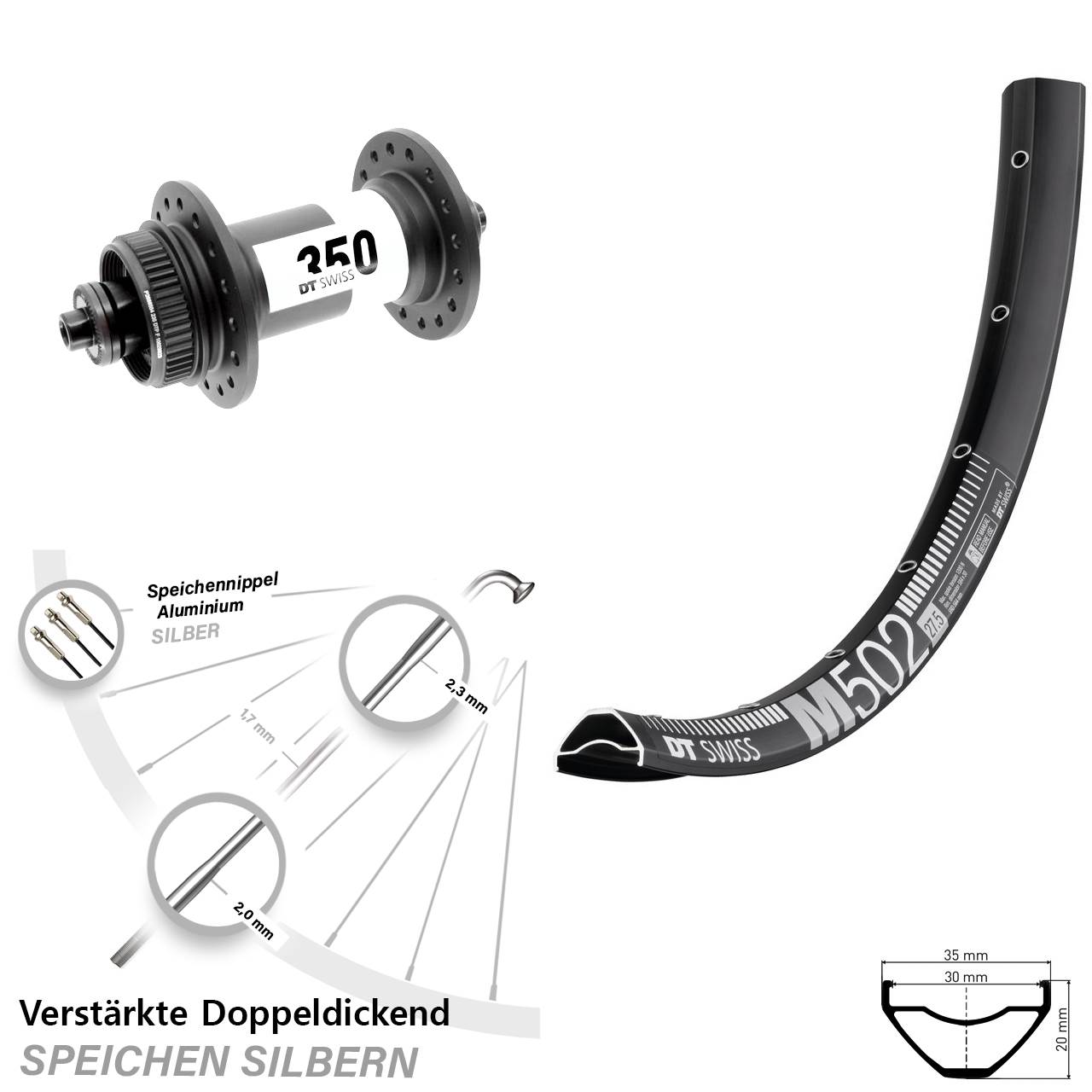 Disc Vorderrad für Schnellspanner 29 Zoll DT Swiss M 502-350