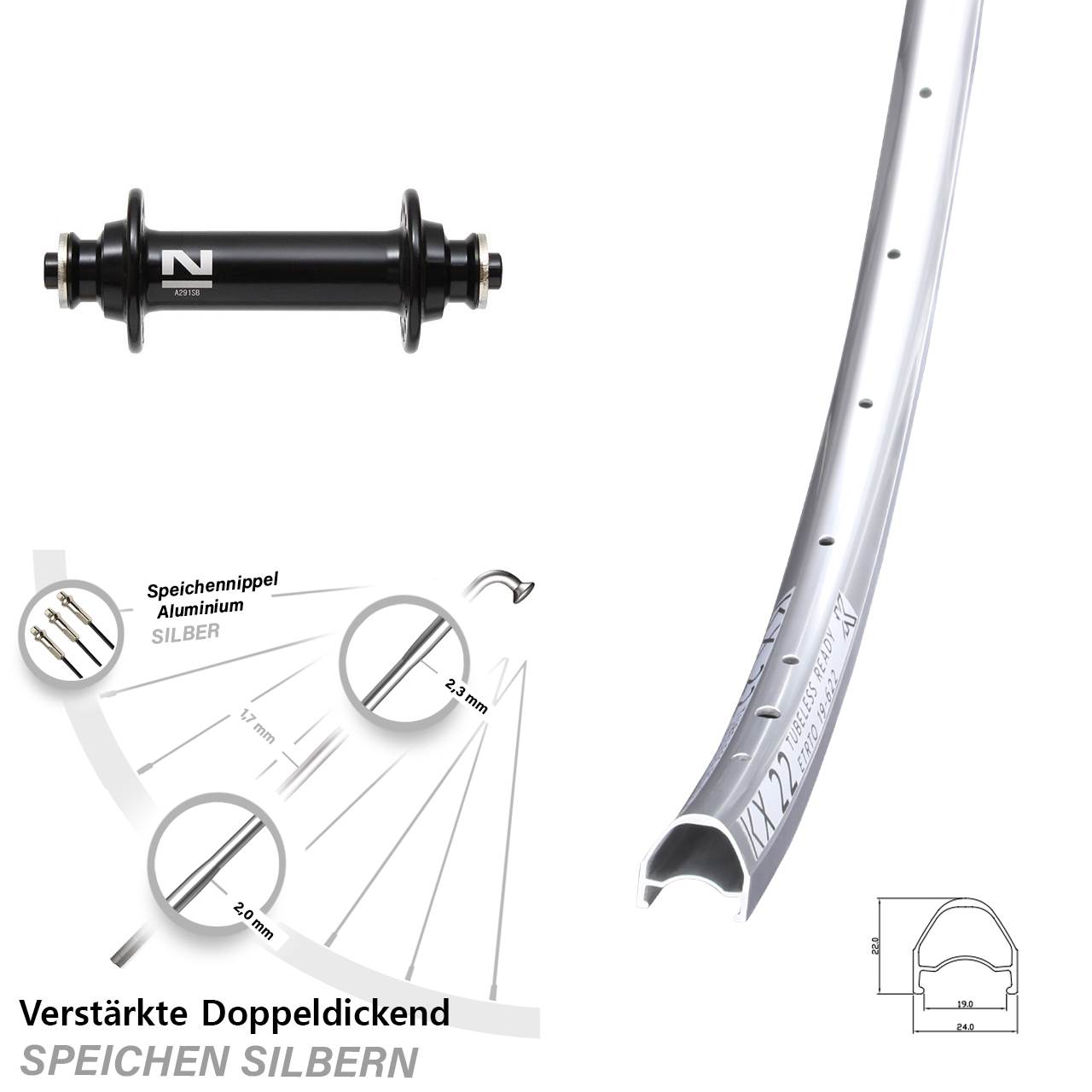 Vorderrad 28 Zoll KX 22 Novatec A291 QR