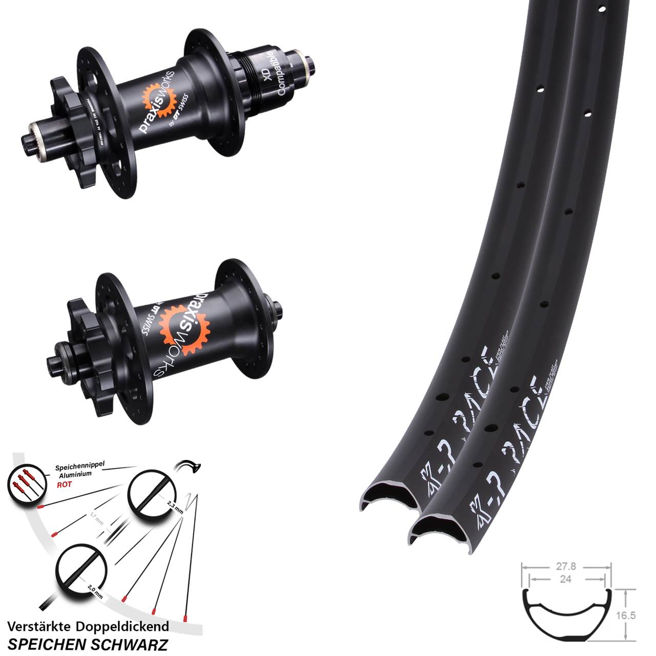 Disc Laufradsatz KX-R Race DT Swiss 350 XD 11-12 fach für Schnellspanner