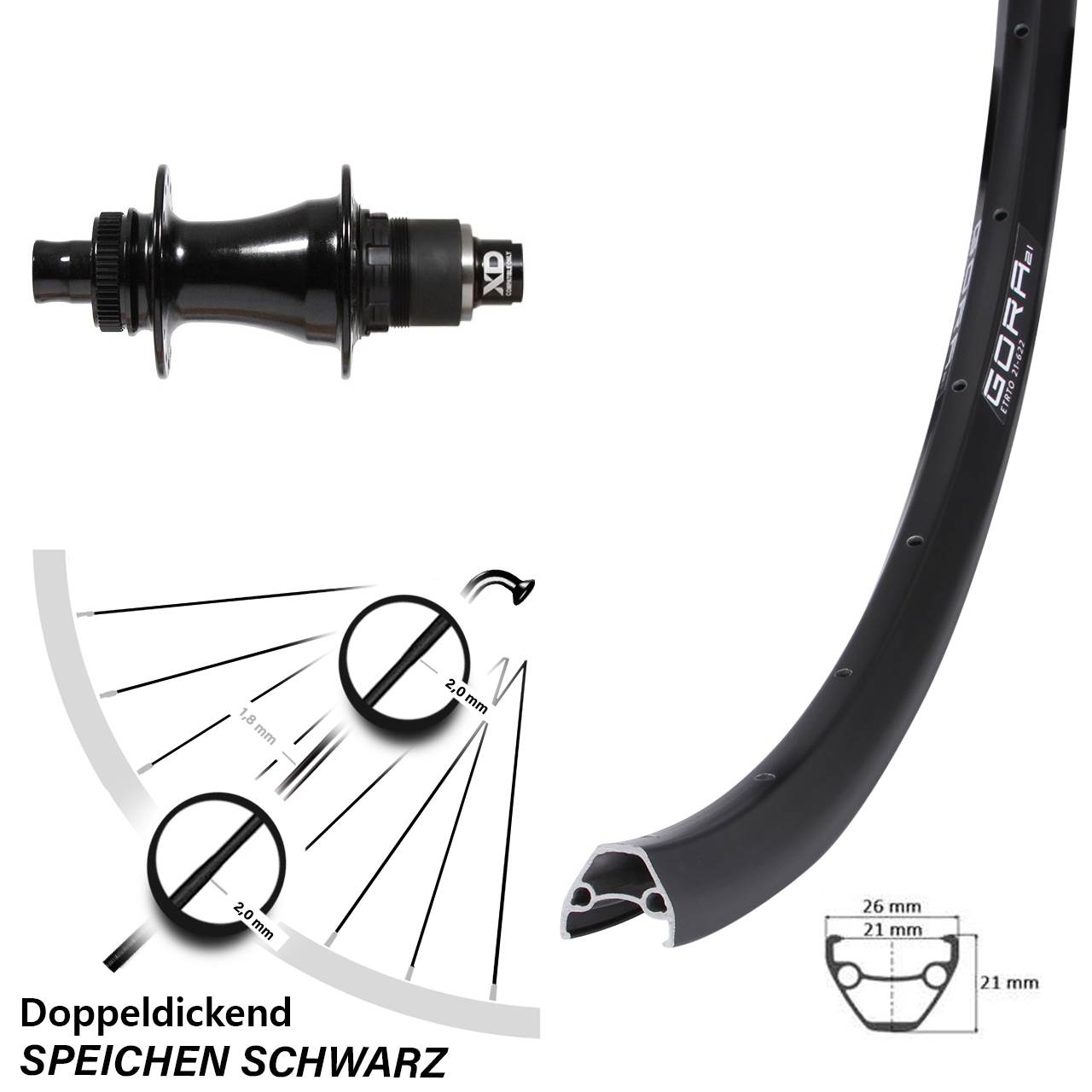 29 Zoll Gora 21 Formula CL142S Hinterrad Centerlock 12x142 XD