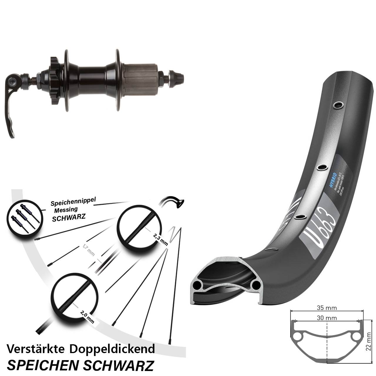 Hinterrad 6-Loch 650B DT Swiss U 663 Novatec 8-11 fach HG für Schnellspanner