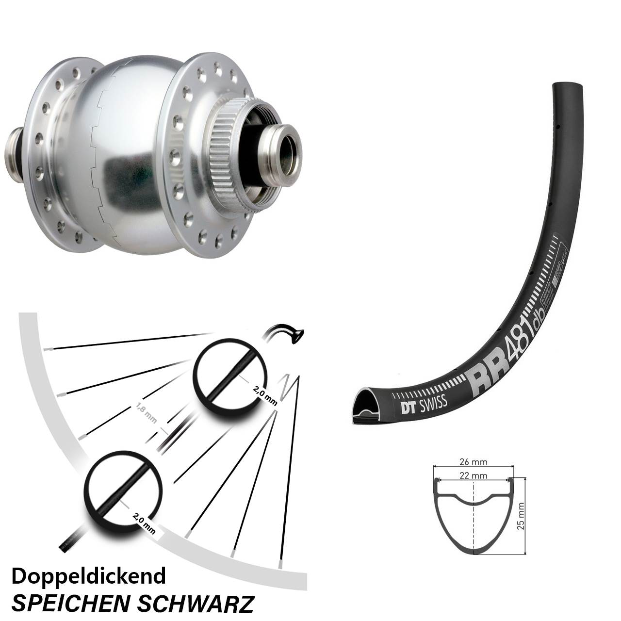 Vorderrad 28 Zoll DT Swiss RR 481 DB SON delux Disc Centerlock
