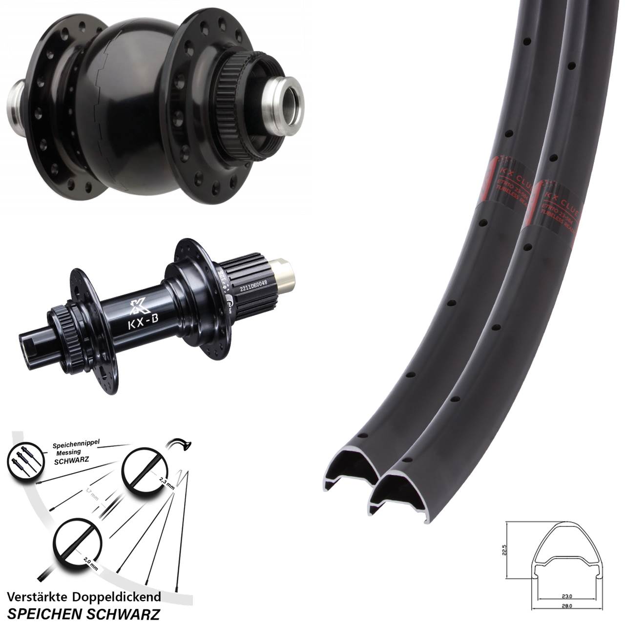 Boost Centerlock Laufradsatz 12x110/148 27,5 Zoll KX-B Clue SON 28 Shimano Micro Spline