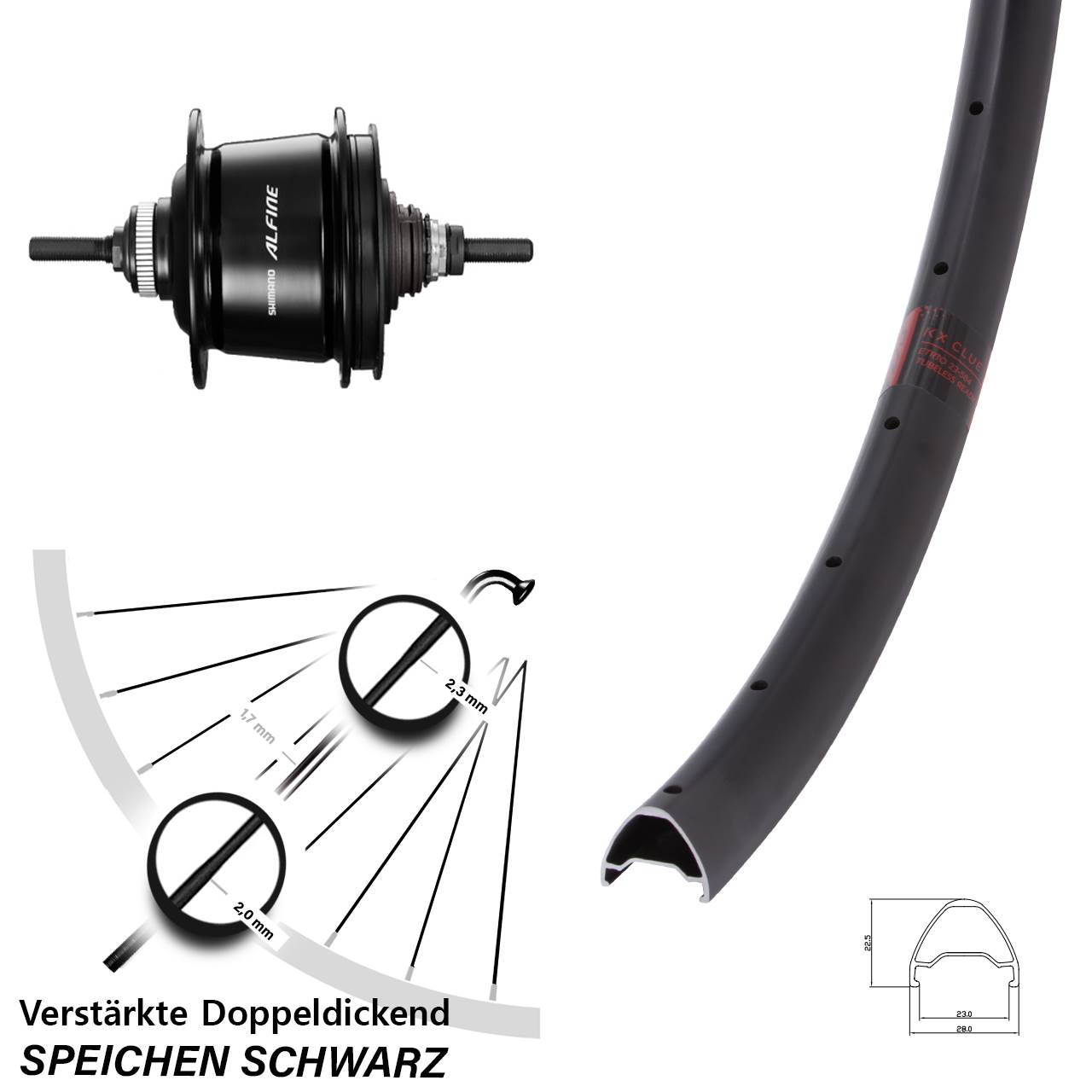 28-29 Zoll KX Clue Hinterrad Shimano Alfine 8-Gang