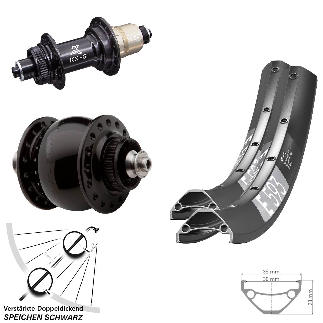 Laufradsatz Centerlock 29 Zoll DT Swiss E 593 KX-G SONdelux XDR 11-12 fach QR