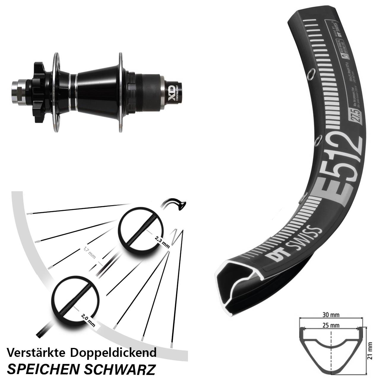 6-Loch Hinterrad 29 Zoll DT Swiss E512 Formula GDC SRAM XD 12x142