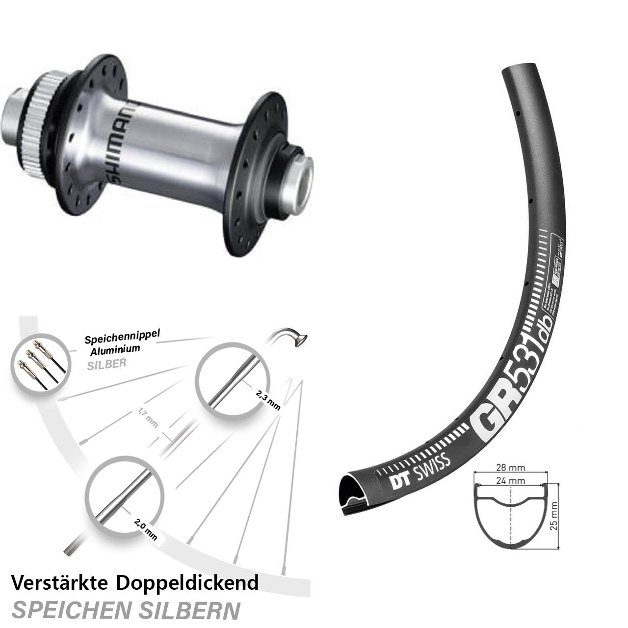 Vorderrad Centerlock 12x100 28-29 Zoll DT Swiss GR531 Shimano RS770