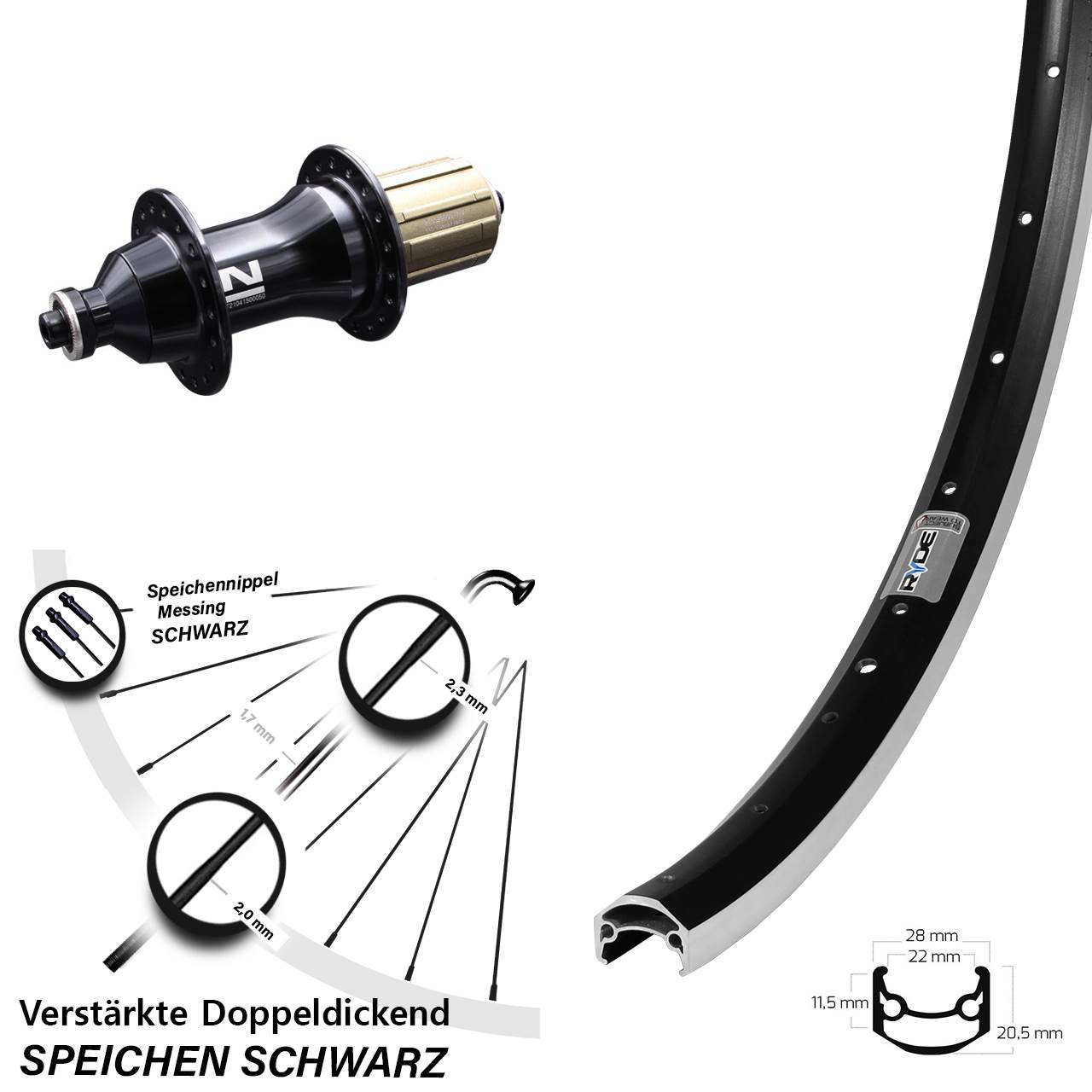 Ryde Andra 35 Novatec F-162SB 27,5 Zoll Laufrad hinten QR 8-12 fach