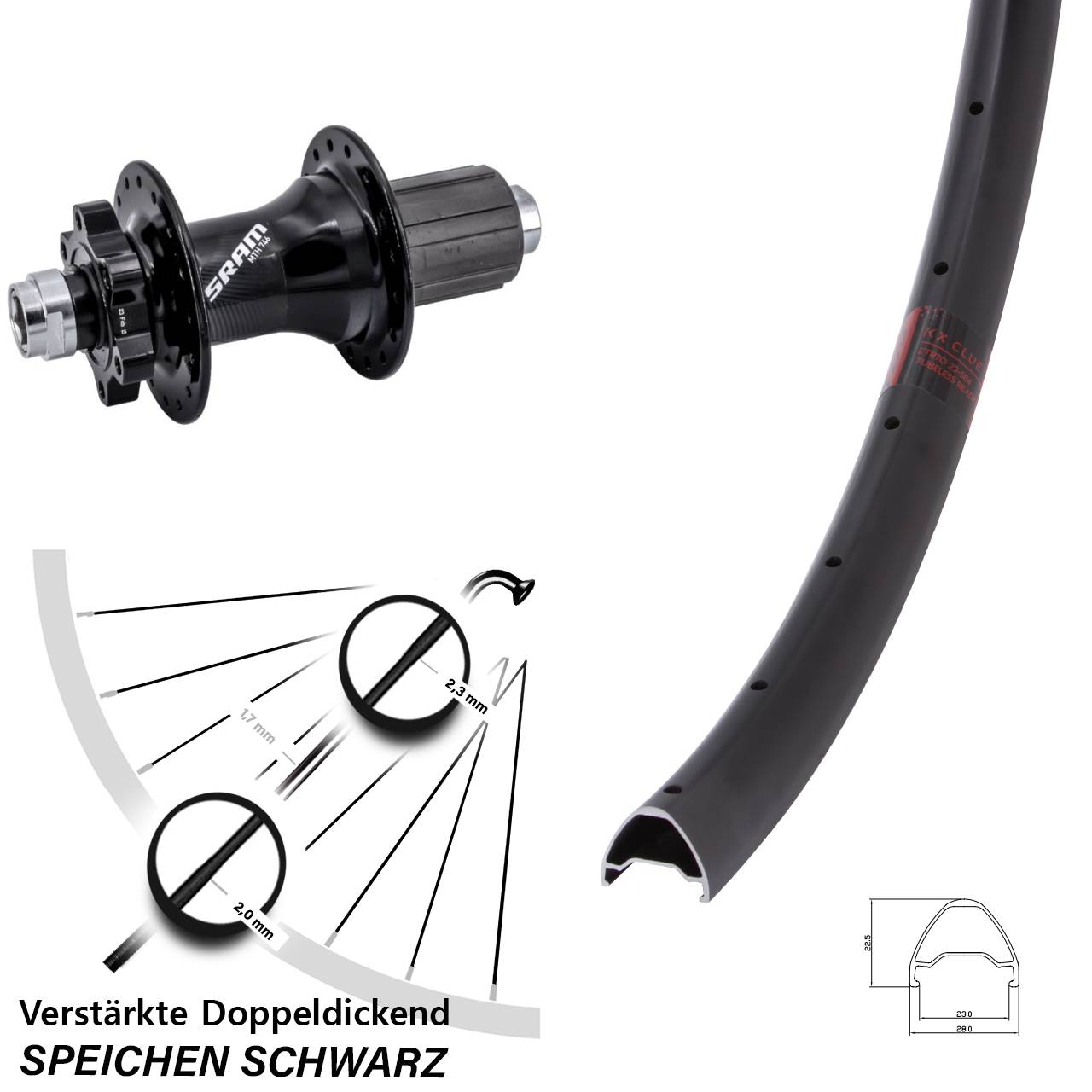 Disc Laufrad 12x148 28-29 Zoll KX Clue Sram 746 8-11 fach HG