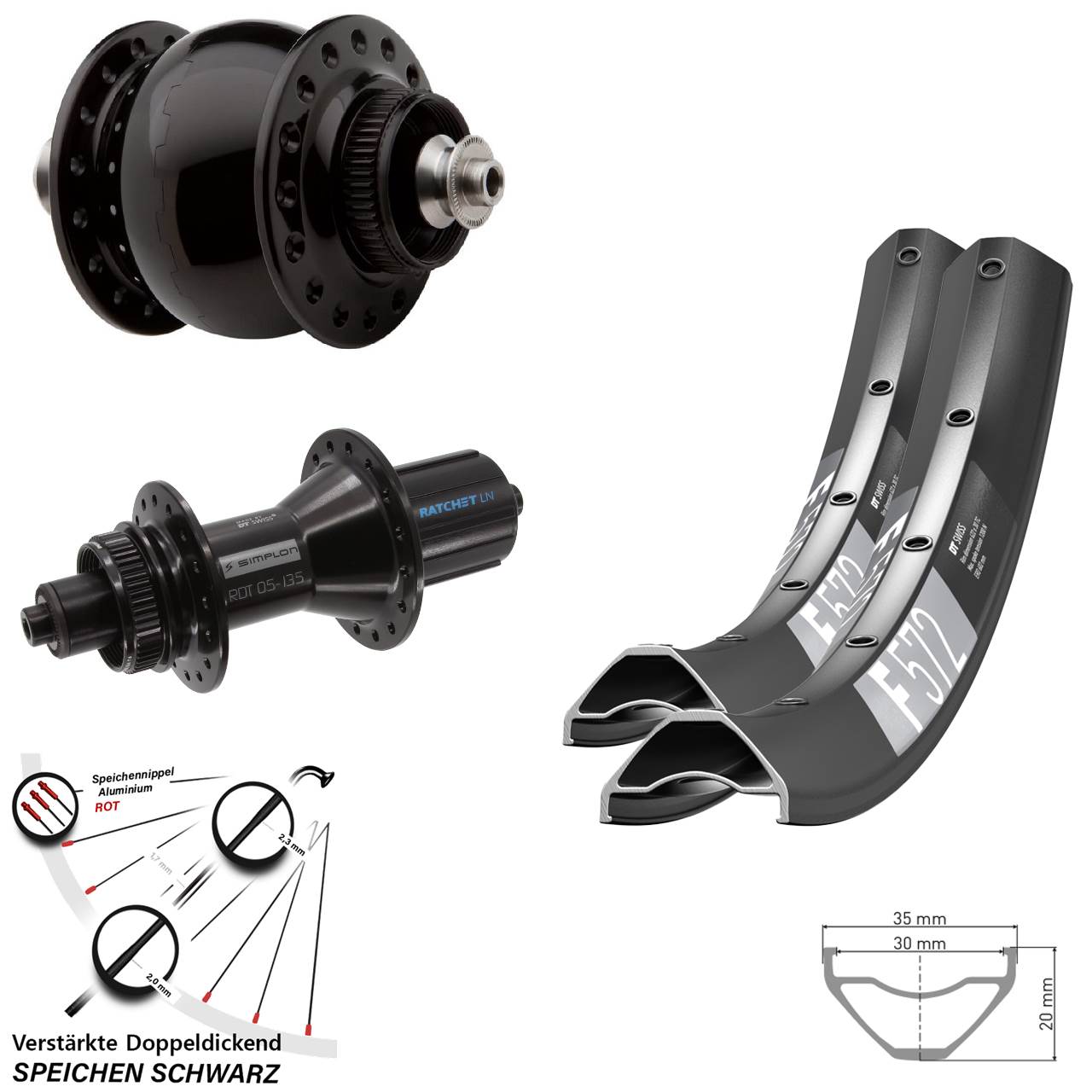 Disc Laufradsatz 27,5 Zoll DT Swiss F572 370 Hybrid SON 28 8-11 fach HG QR