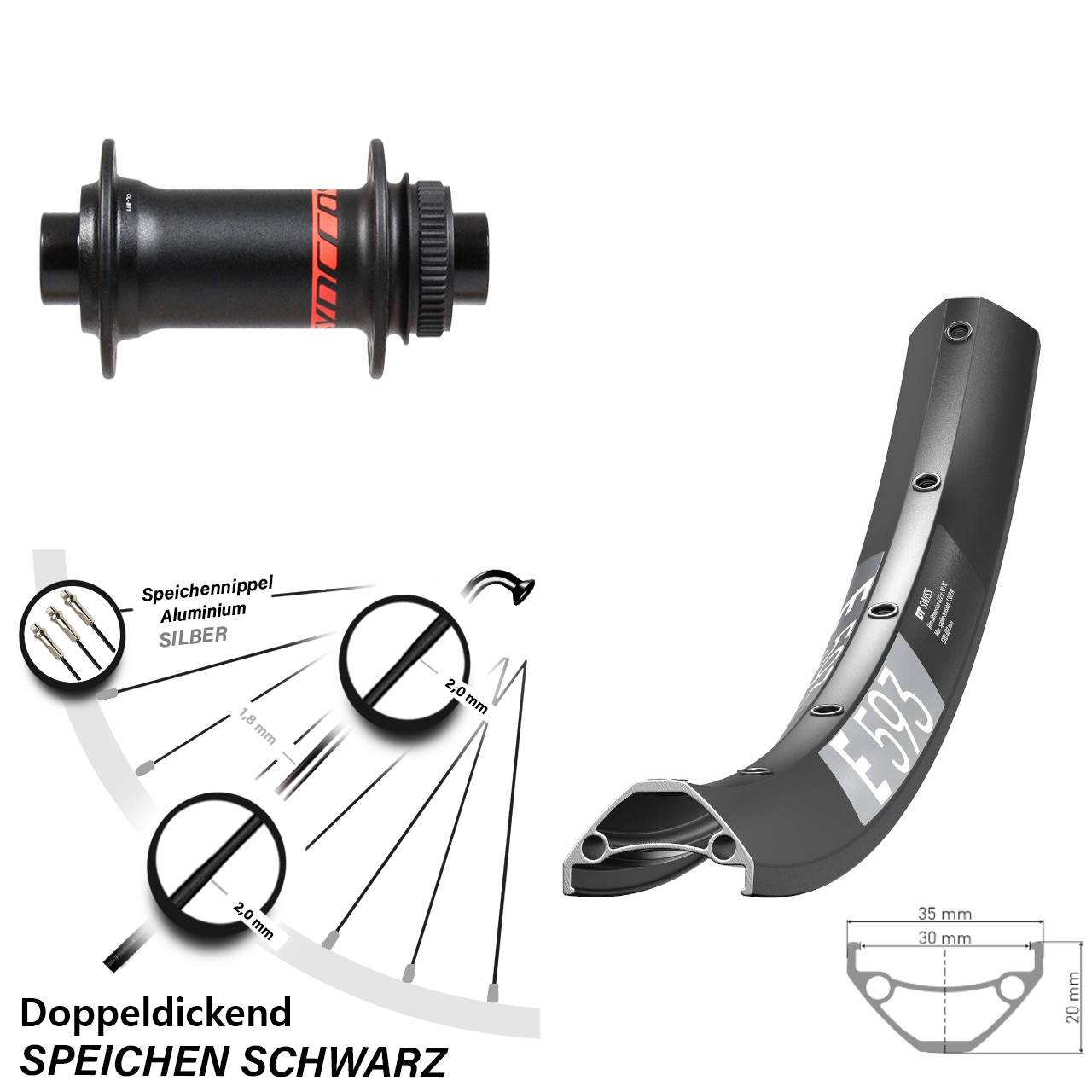 Boost Vorderrad Centerlock 15x110 650B DT Swiss E593 Formula