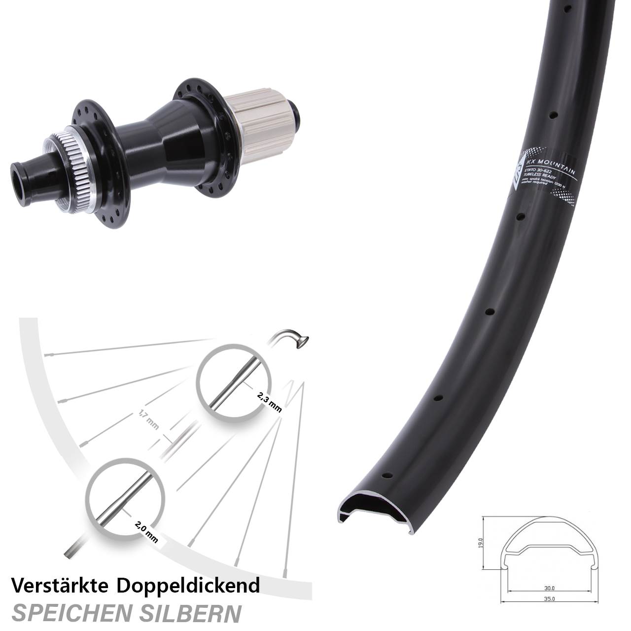 Hinterrad Centerlock 12x142 29 Zoll KX Mountain TR Novatec CL142 8-12 fach HG