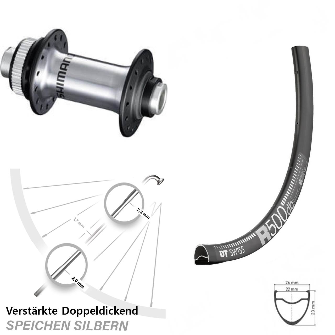 Centerlock Vorderrad 28 Zoll DT Swiss R500 Shimano RS770 12x100