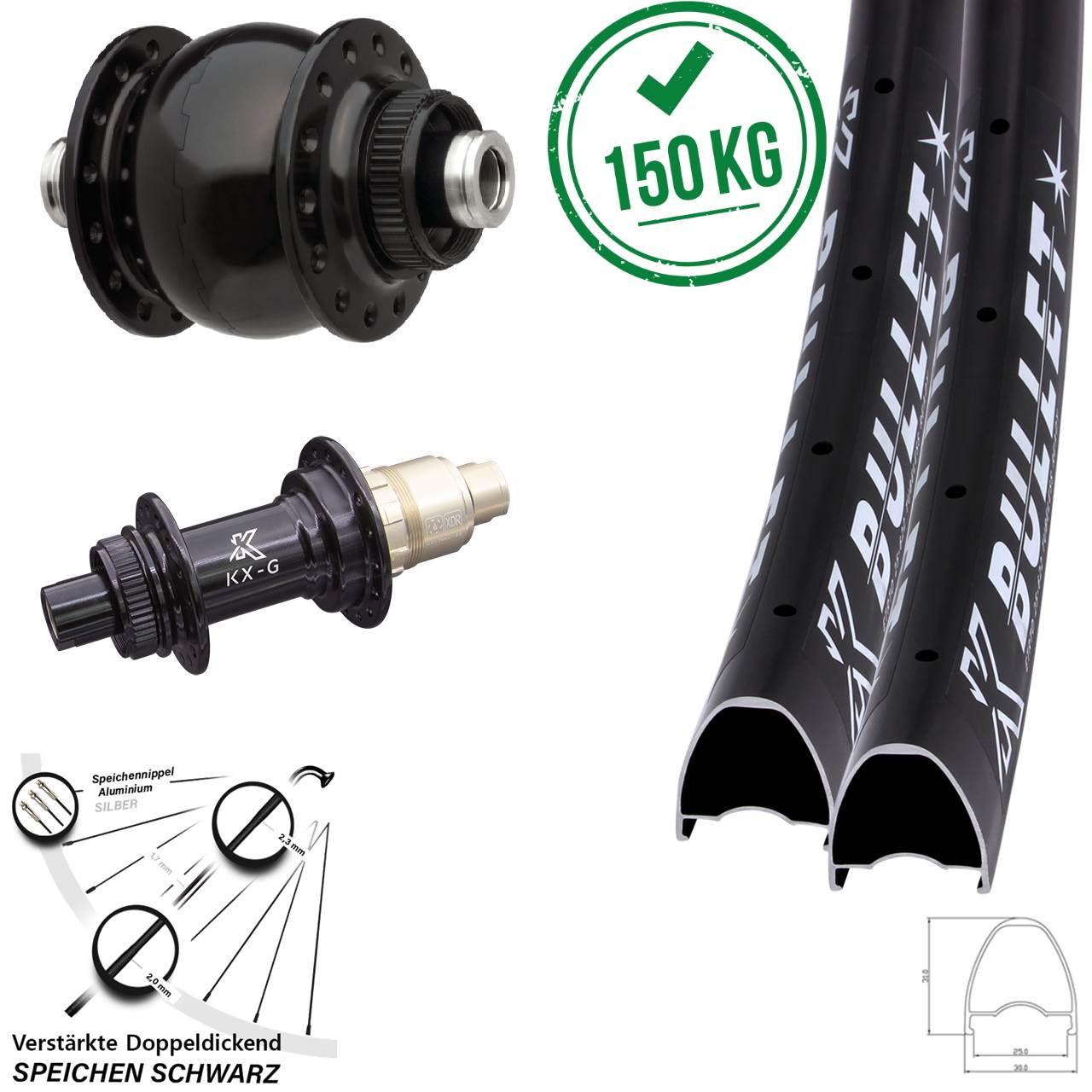 Laufradsatz Centerlock 12x100/142 SON 28 Zoll KX-G Bullet SRAM XDR