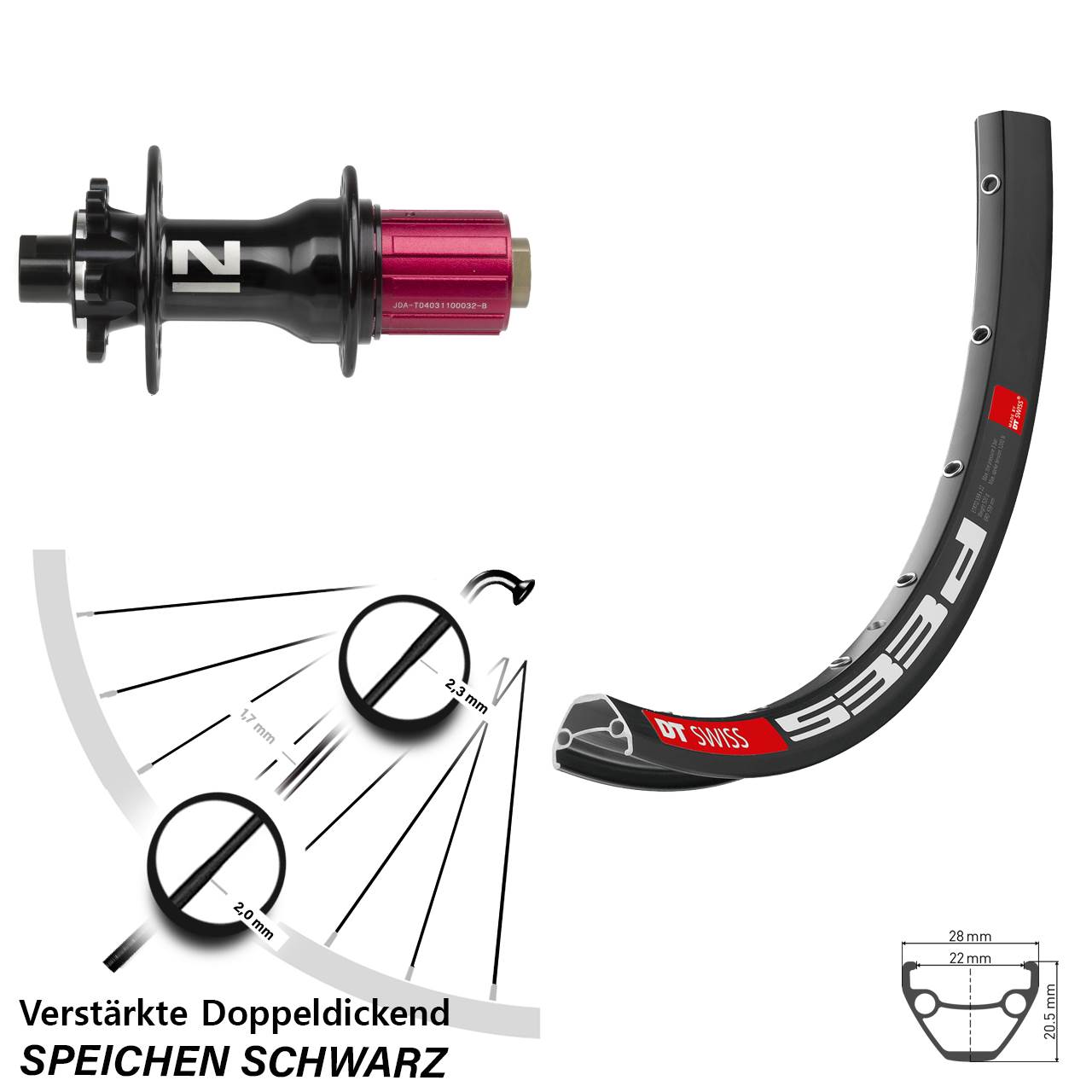 Disc Hinterrad 26 Zoll DT Swiss 533d Novatec D792 8-12 fach 12x142