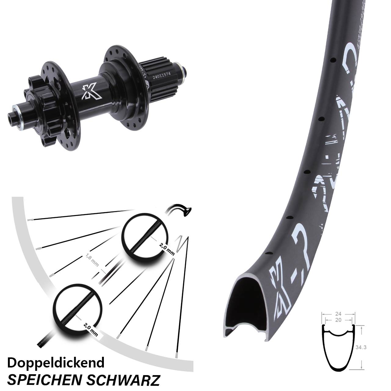 28 Zoll KX-MR Road Hinterrad 6-Loch für Schnellspanner Micro Spline