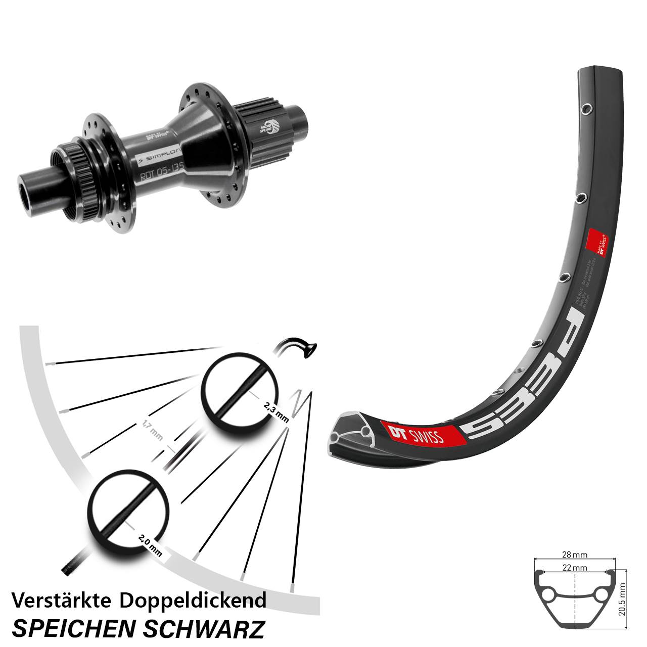 Disc Hinterrad 12x142 26 Zoll DT Swiss 533d 370 Hybrid Shimano Micro Spline