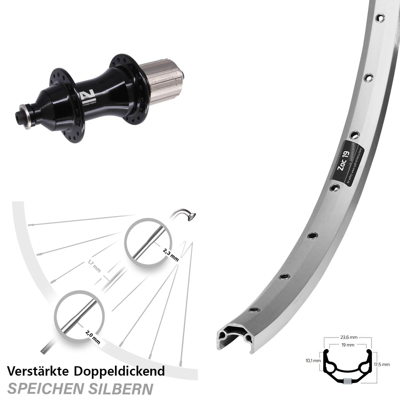 26 Zoll Ryde Zac 19 Novatec F162 Heavy Duty Hinterrad für Schnellspanner 8-12 fach HG
