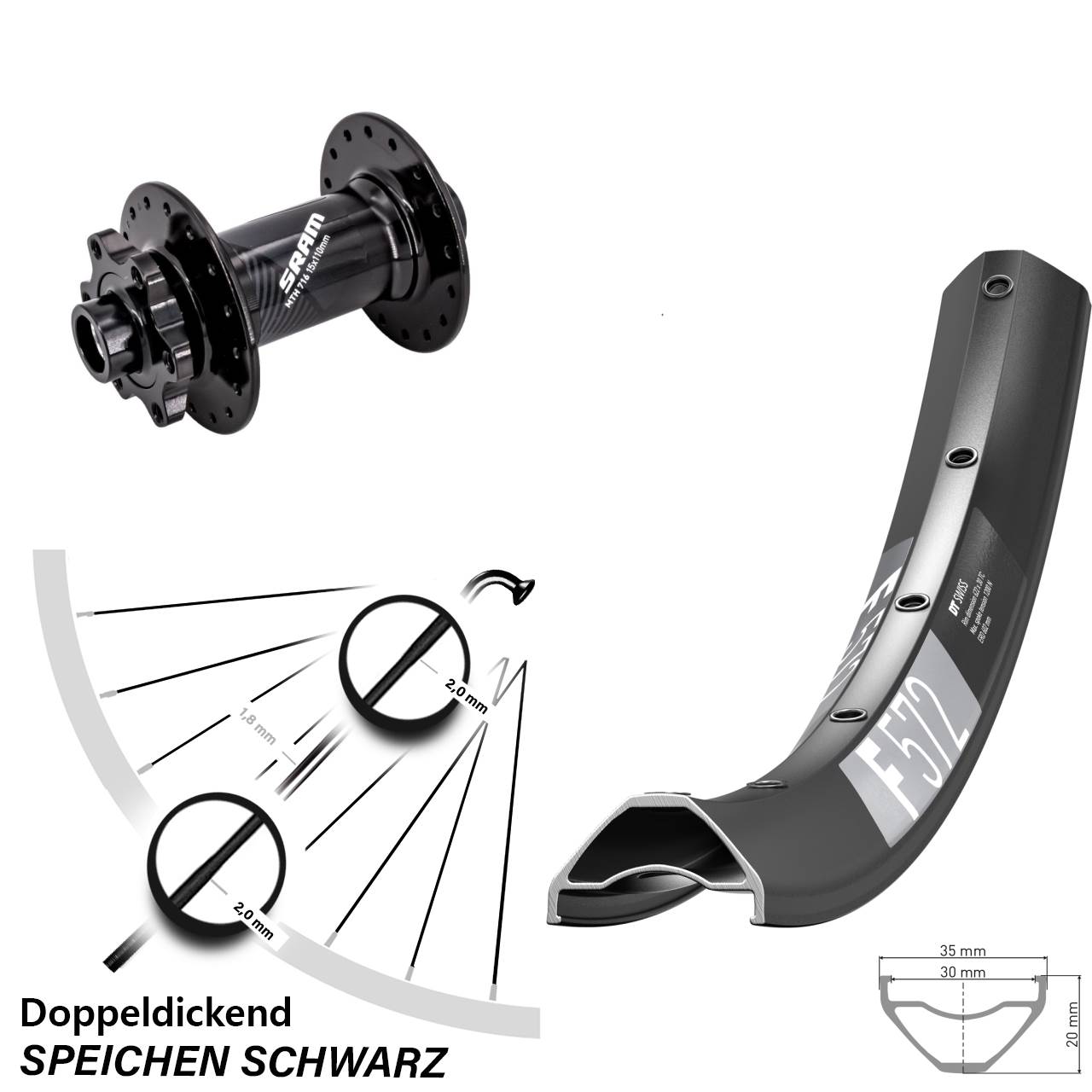 Disc Vorderrad 650B DT Swiss F572 Sram 716 15x110 Boost