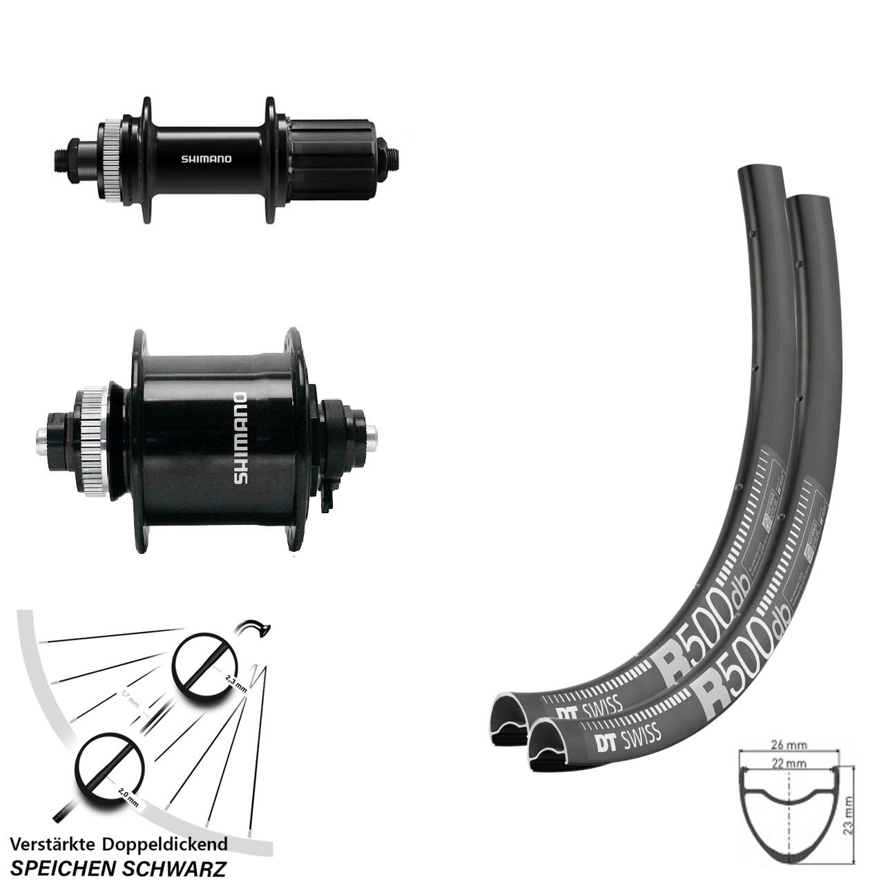 29 Zoll DT Swiss R500 Shimano QC400 UR700 Centerlock Laufradsatz 5x100/135