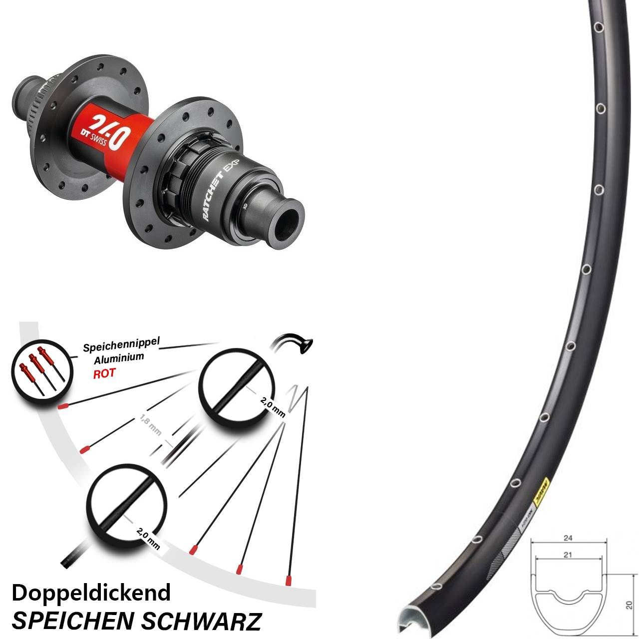 Disc Hinterrad 29 Zoll Mavic XC621 DT Swiss 240 EXP XDR 12x142