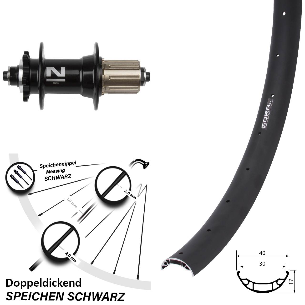 27,5 Zoll Gora 35 Novatec D042 Disc Laufrad für Schnellspanner 8-11 fach