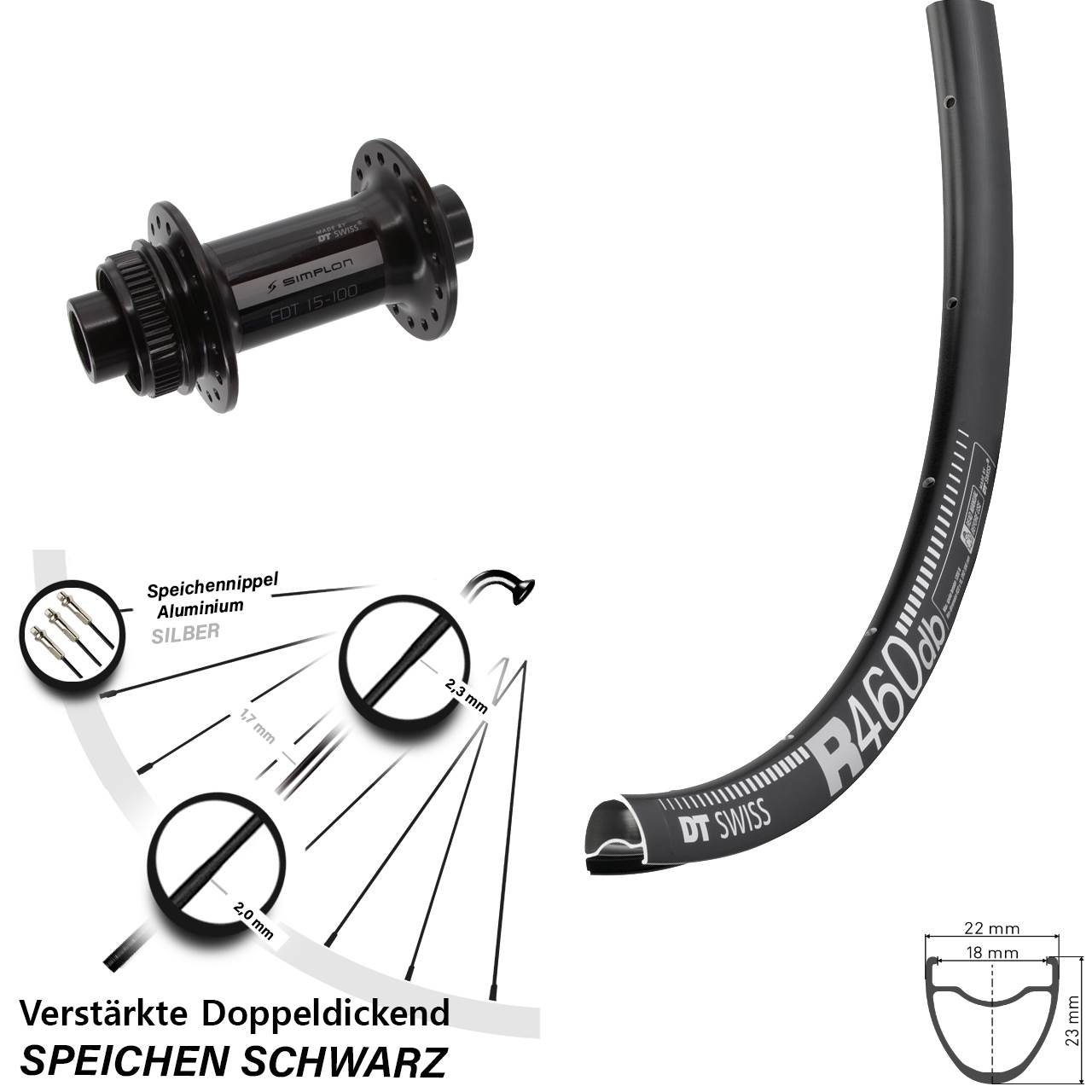 Vorderrad Centerlock 28 Zoll DT Swiss R 460-370 12x100