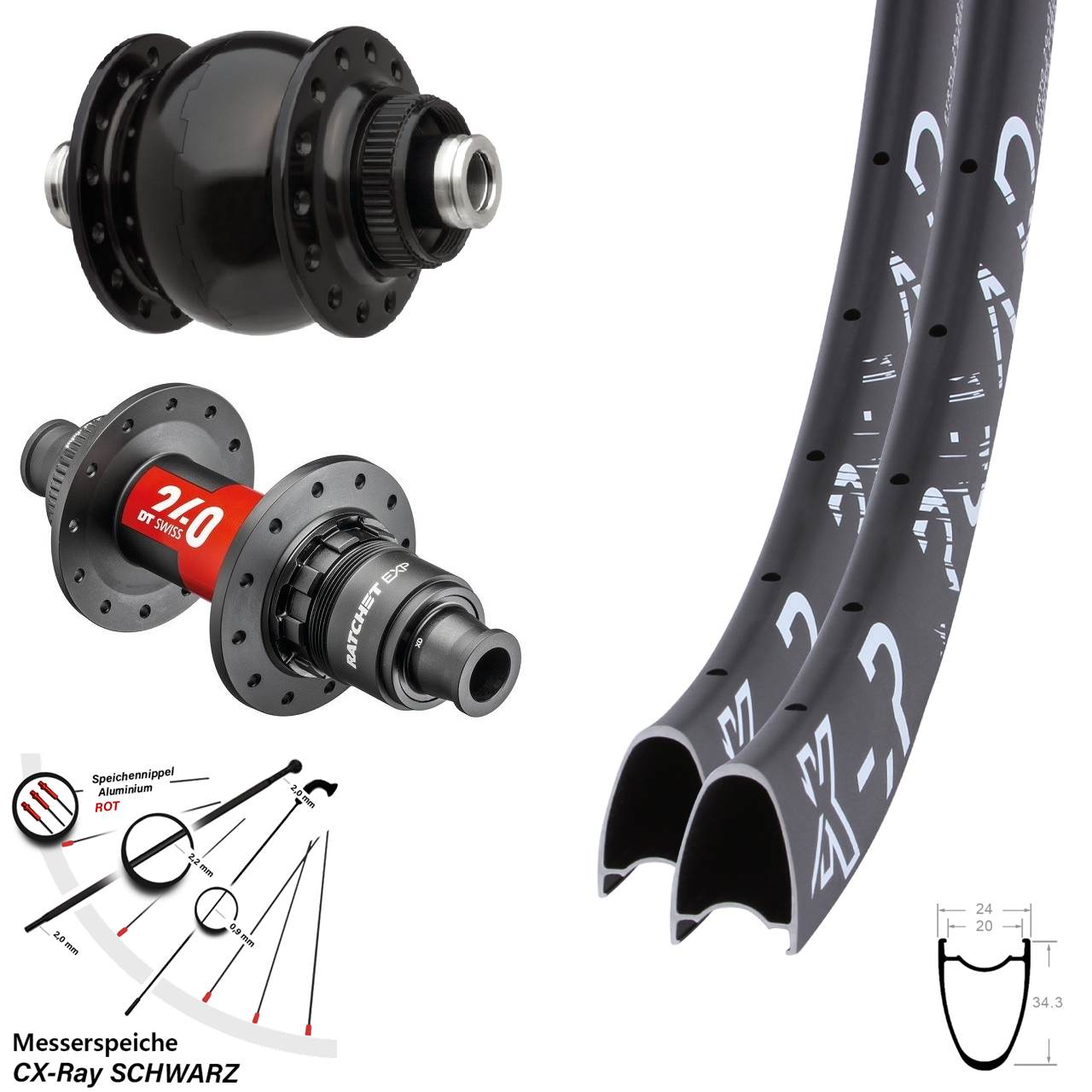 Laufradsatz 28-29 Zoll KX-R Road DT Swiss 240 EXP SONdelux Disc 12x100/142 XDR 11-12 fach