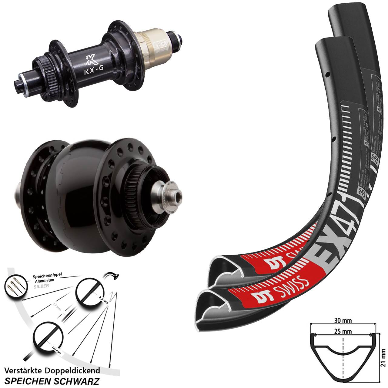 DT Swiss EX 471 KX-G SON delux 650B Laufradsatz Centerlock für Schnellspanner XDR
