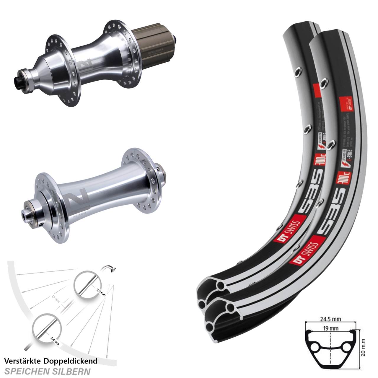 Laufradsatz 28 Zoll DT Swiss 535 Novatec A141/F162 8-12 fach HG für Schnellspanner