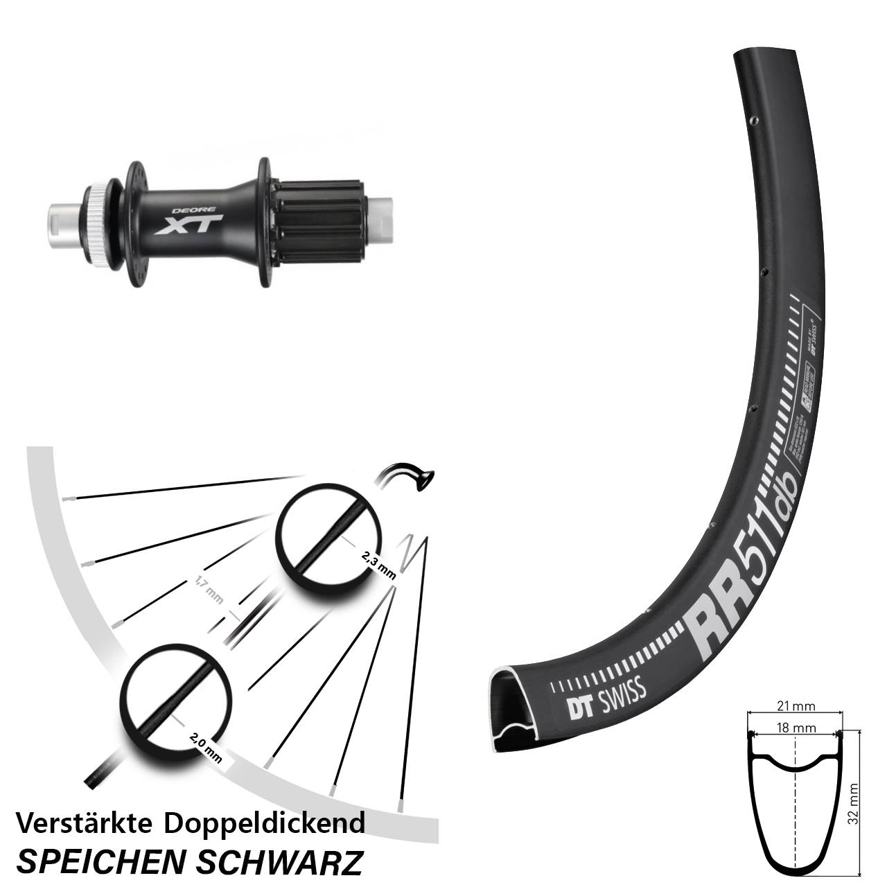 Hinterrad Centerlock 12x142 28 Zoll DT Swiss RR511 Shimano XT 8-11 fach HG