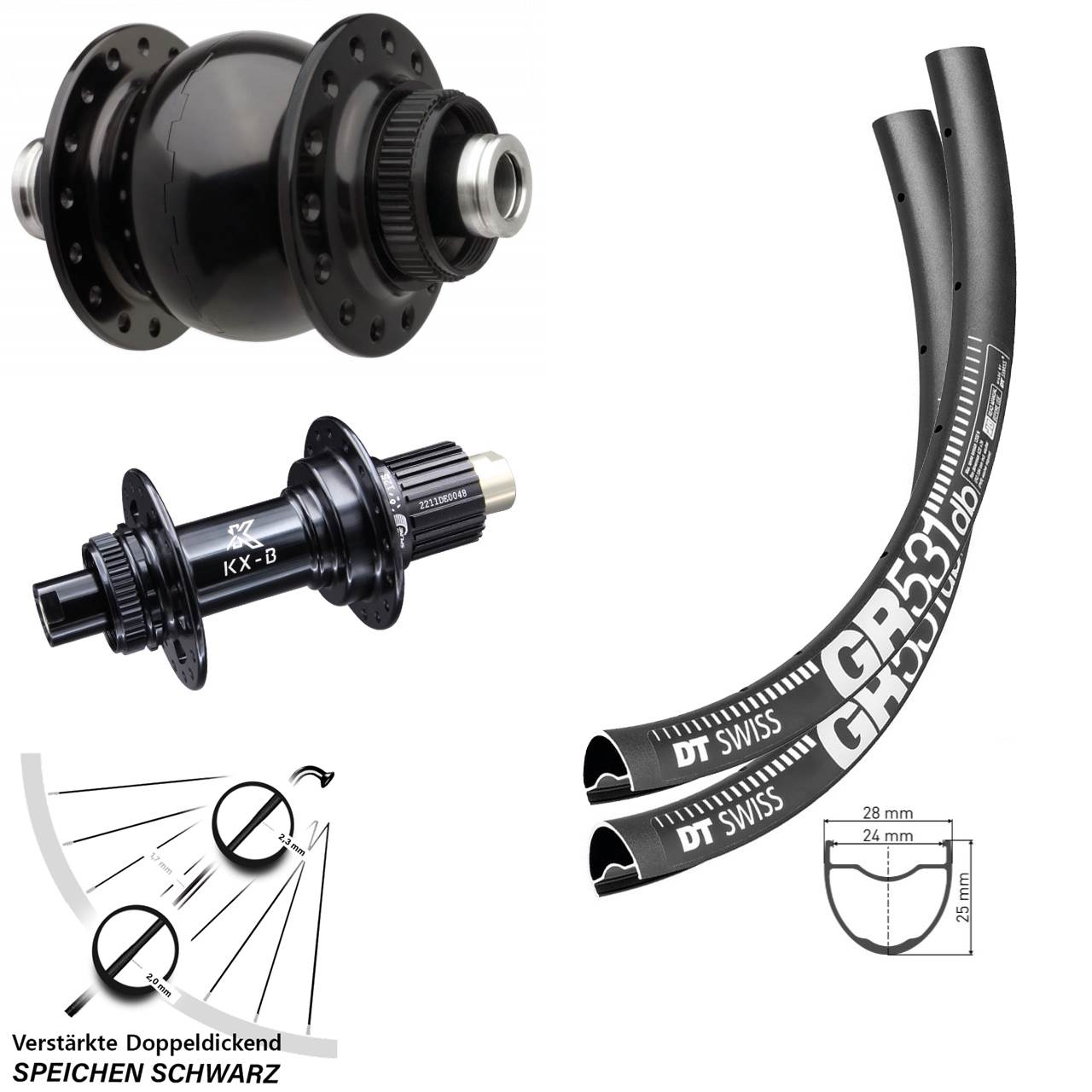 DT Swiss GR531 KX-B SON 28 29 Zoll Centerlock Laufradsatz 12x110/148 Boost Micro Spline